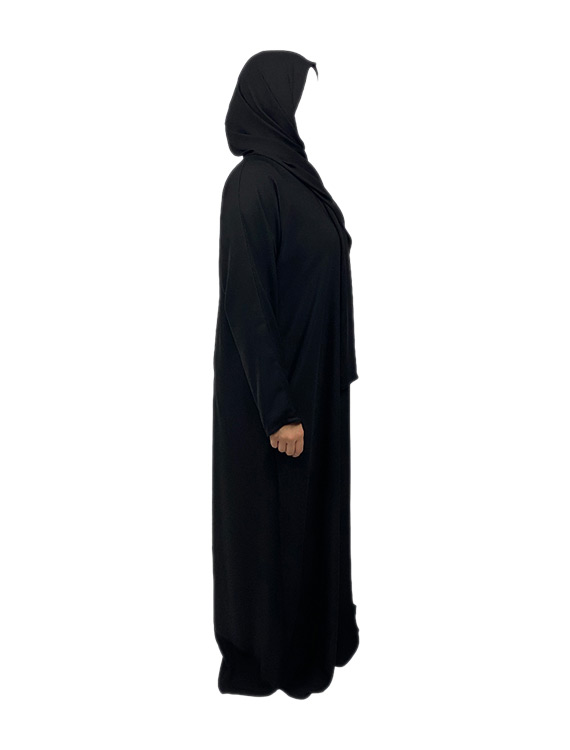 Traditional Solid Black Abaya - Image 2