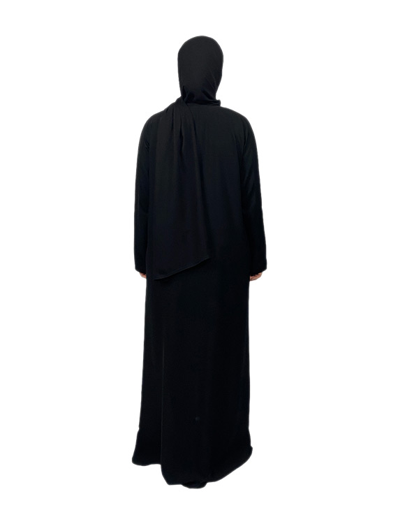 Traditional Solid Black Abaya - Image 4