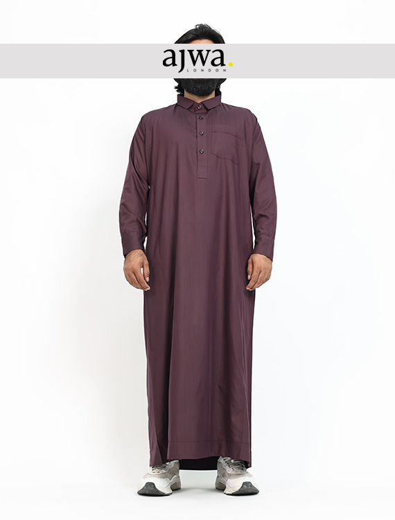 Men's Maroon Jubba Thobe Long Sleeve - ajwa. London