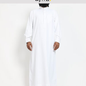 Men's White Premium  Jubba Thobe With Collar - ajwa. London