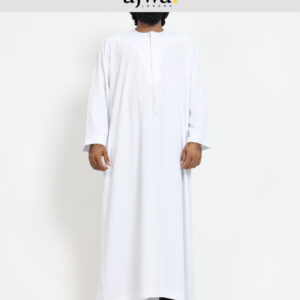 White Mens Qatari Jubba Thobe - Ikaf