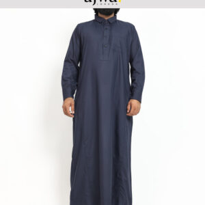 Men's Navy Blue Jubba Thobe Long Sleeve - ajwa. London