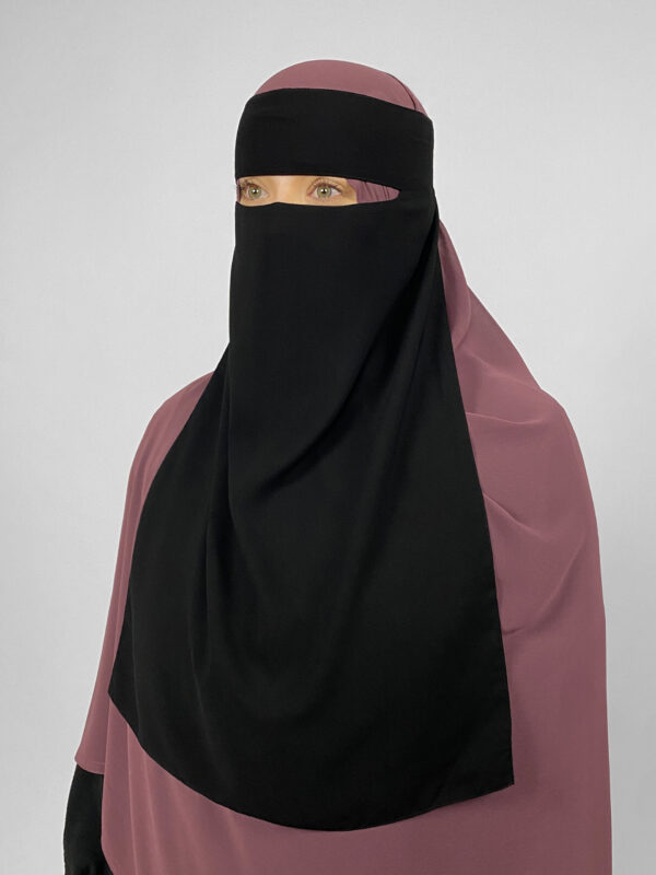 Black Niqab: Classic | Long 20″ | 1 Layer | No Pinch