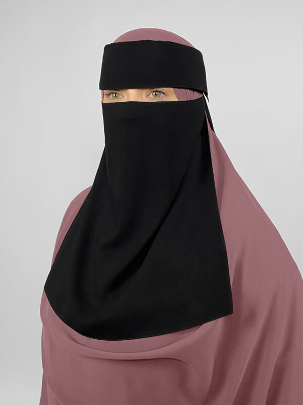 1 Layer Niqab with Eye Flap and Elastic Sides | Medium 14.5″ |